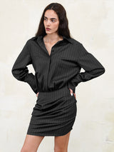 Stripe Suit Shirt Dress
