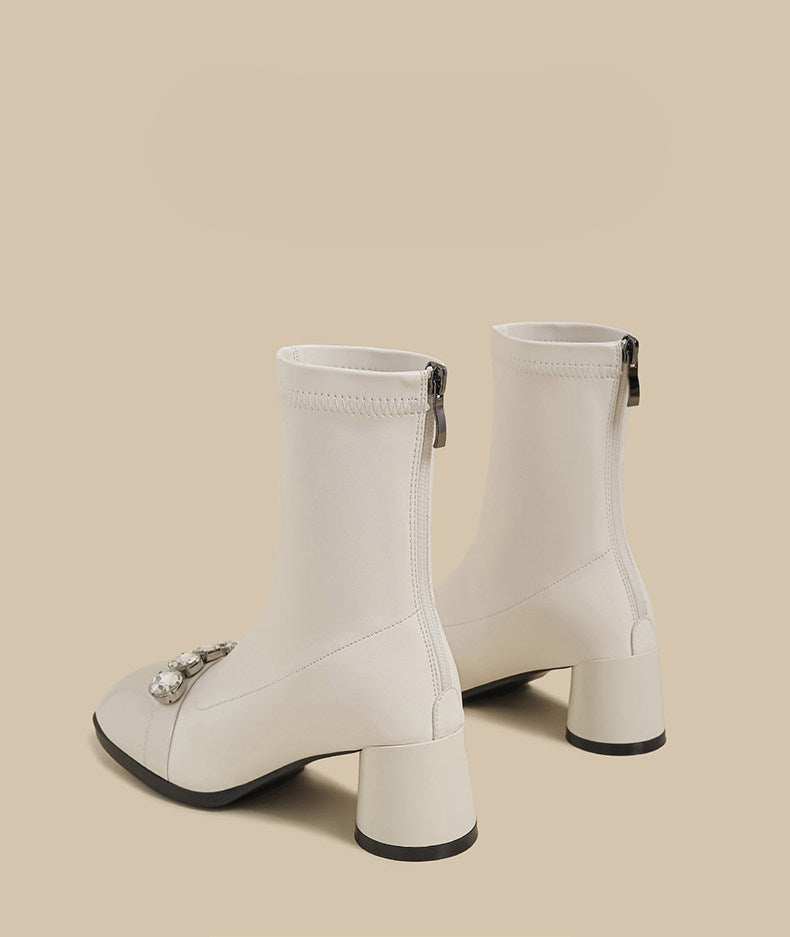Rhinestone Strap Ankle Boots
