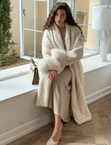 Plush Sleeves Fur Coat - Long