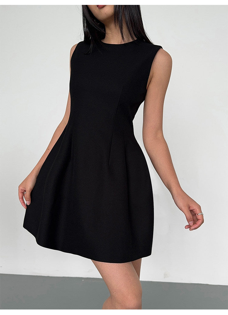 Structured Flare Mini Dress - Black