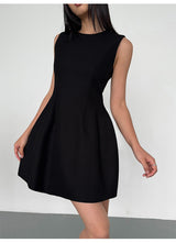 Structured Flare Mini Dress - Black