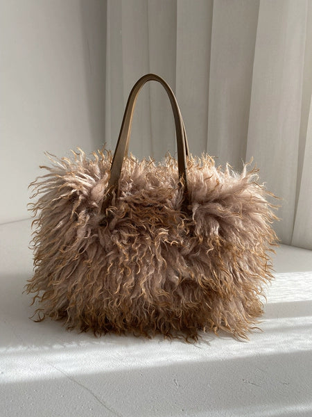 Gradient Faux-Fur Tote Bag