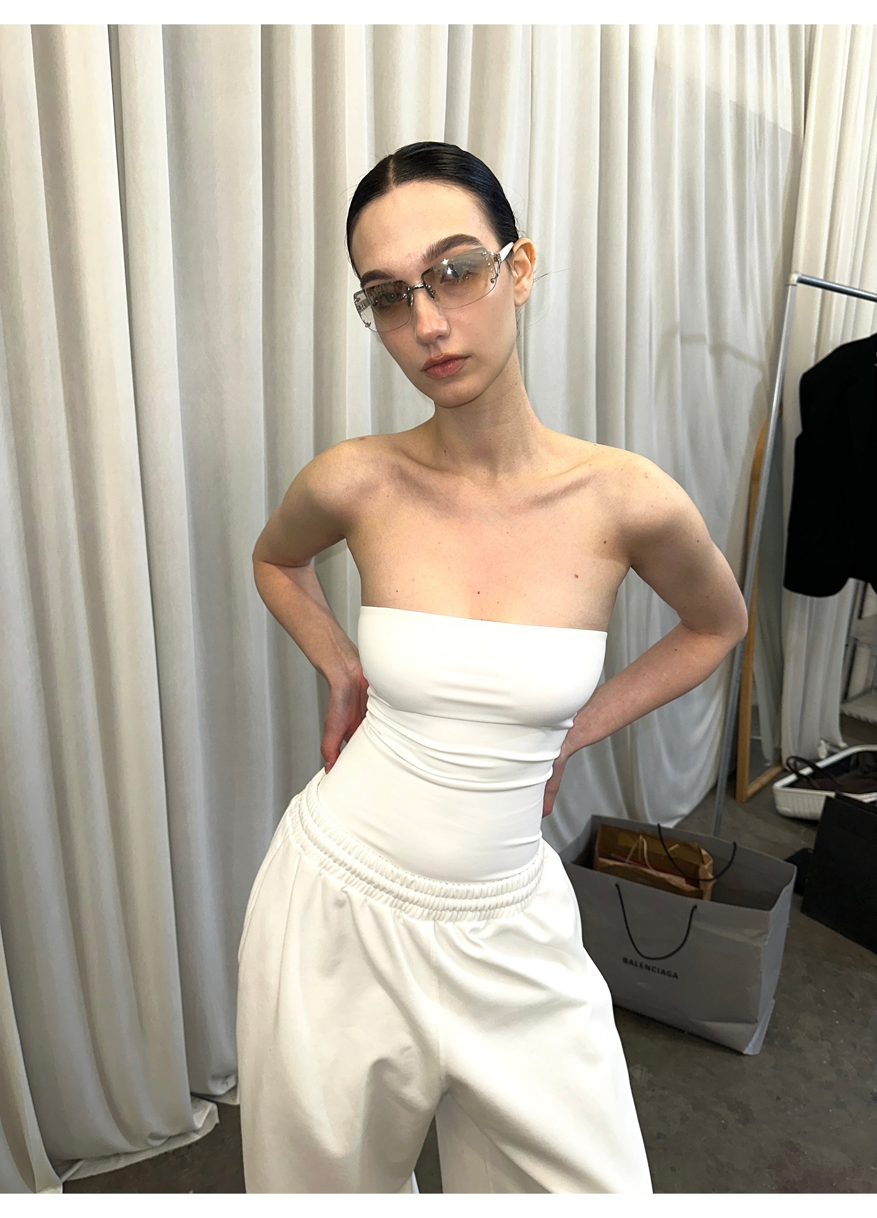 White Bandeau / Sweatpants