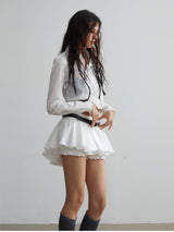 White Ruffled Miniskirt