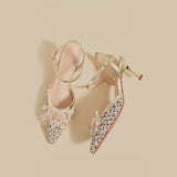 Floral Tweed Pointed Slingback Heels