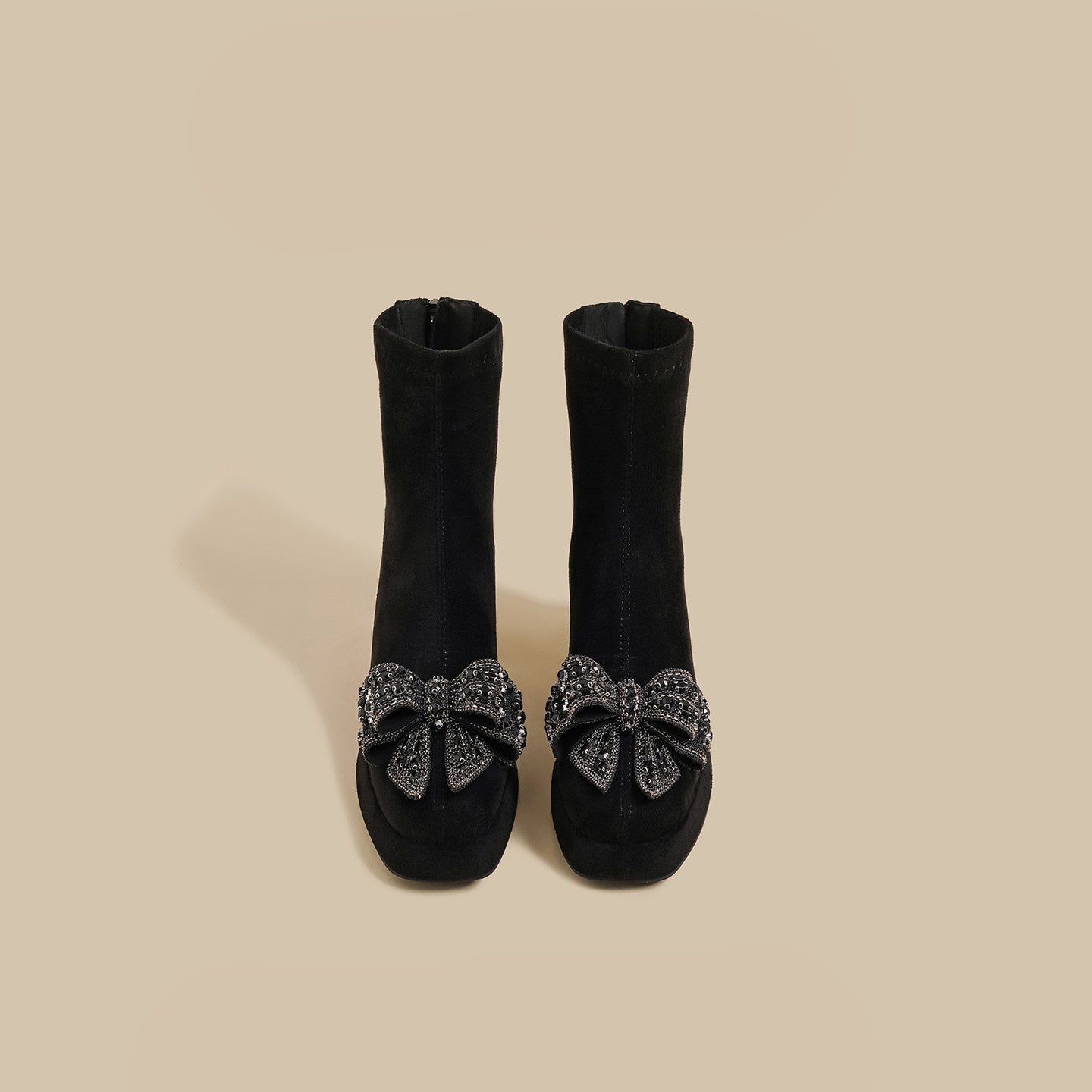 Crystal Bow Boots - Black