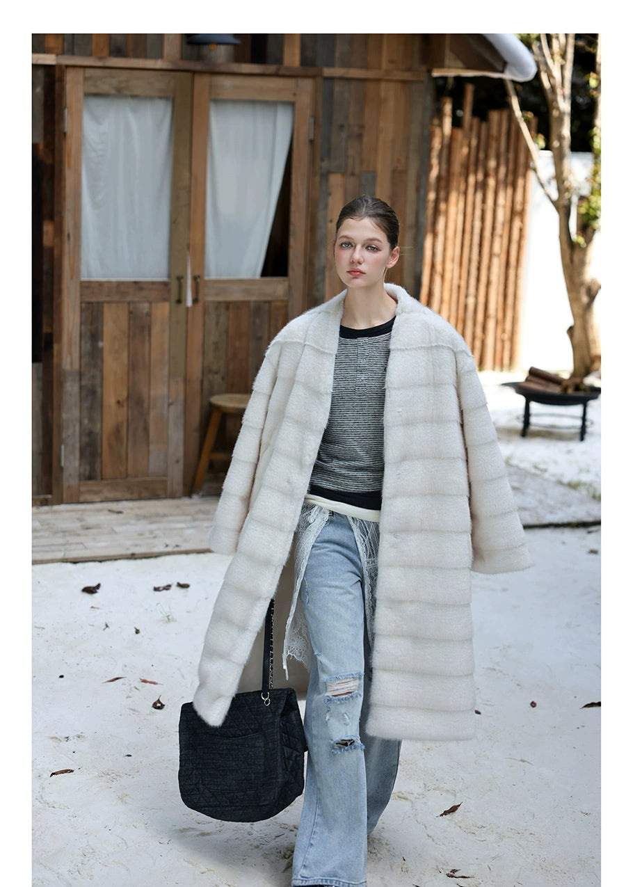 White Silky Fur Coat