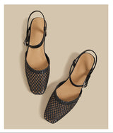 Woven Slingback Flats (Black)