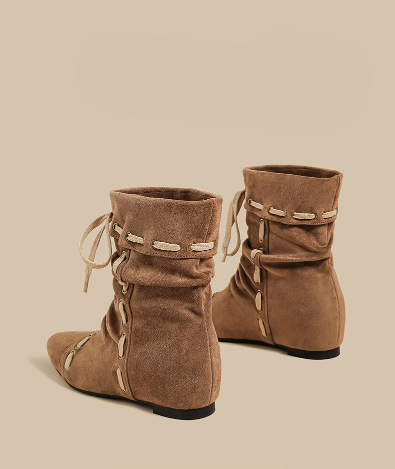 Lace-Trim Ankle Boots