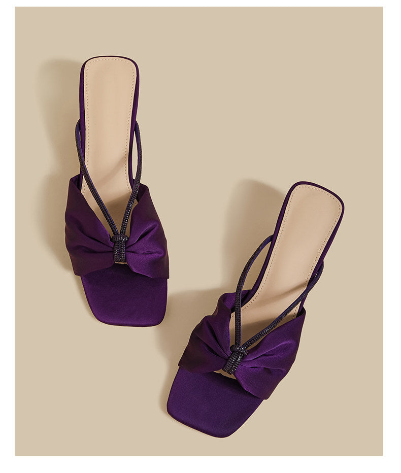Crystal Bow Sandals (Purple)