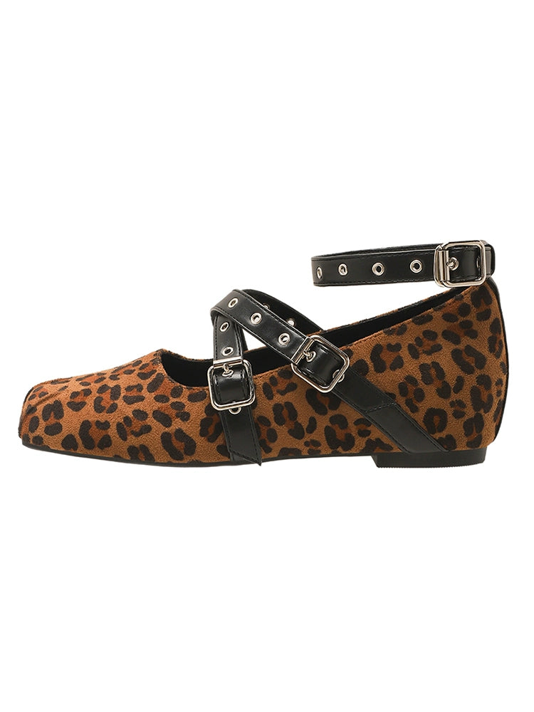 Leopard Strap Mary Jane Flats