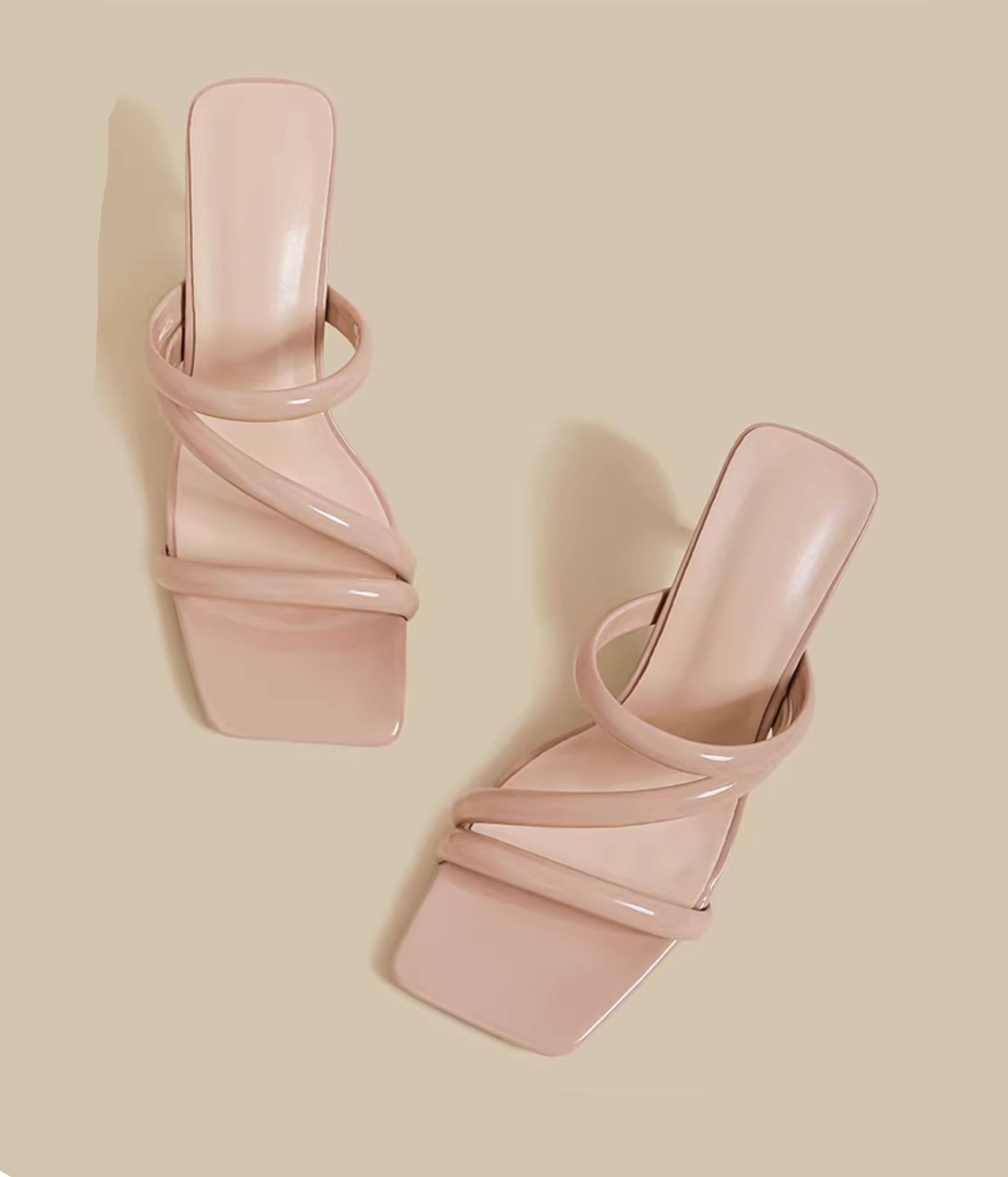 Wrap Strap Heel Sandals (Nude)