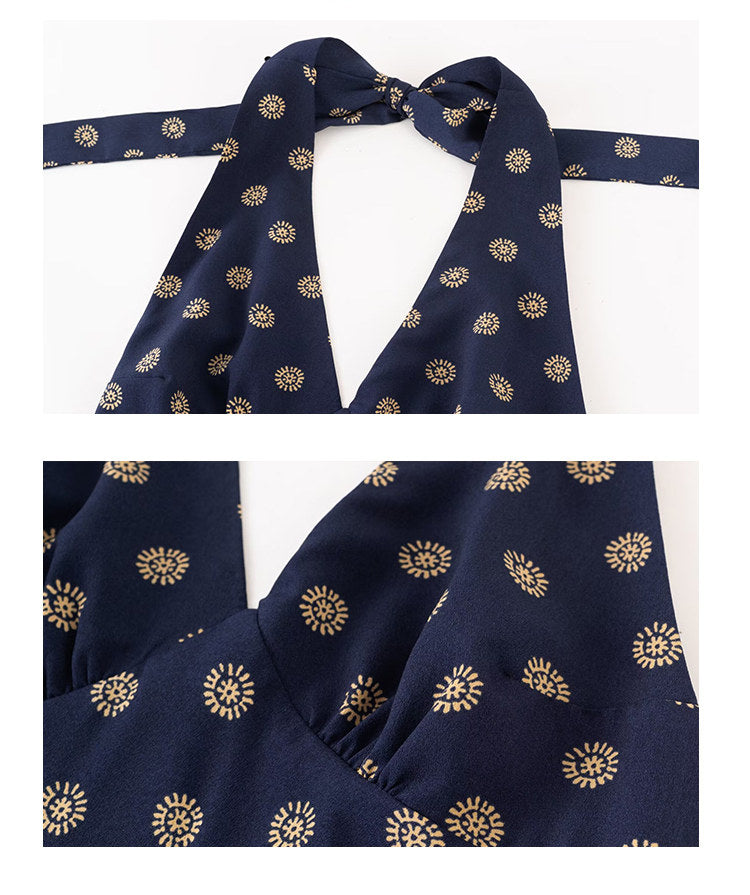 Golden Dot Halter Dress