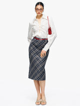 Satin Cutout Shoulder Pads Shirt
