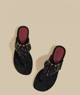 Embellished Thong Flat (Black)