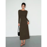 Off-Shoulder Knit Maxi Dress