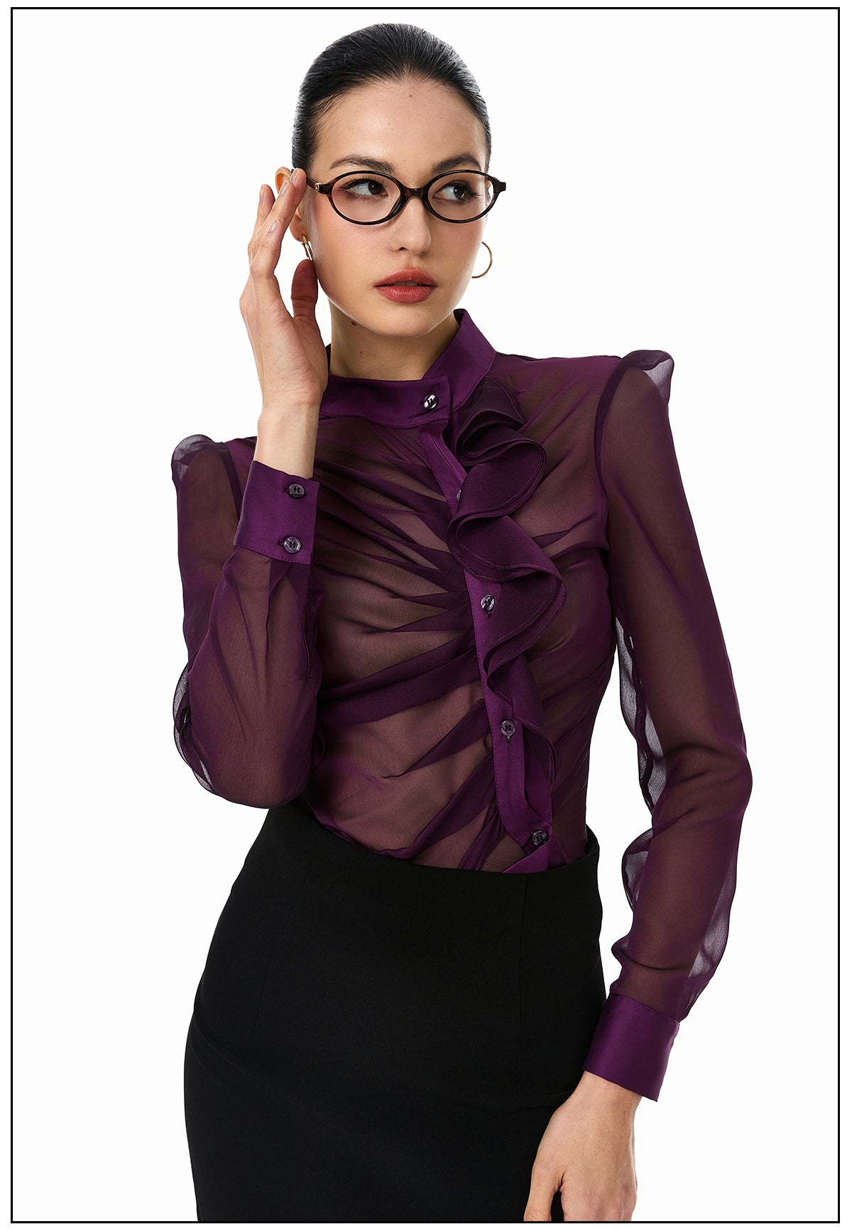Ruched Sheer Blouse