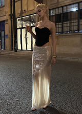 Streamer Champagne Sequin Skirt