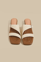 Woven Strap Slide Sandals (Sand)