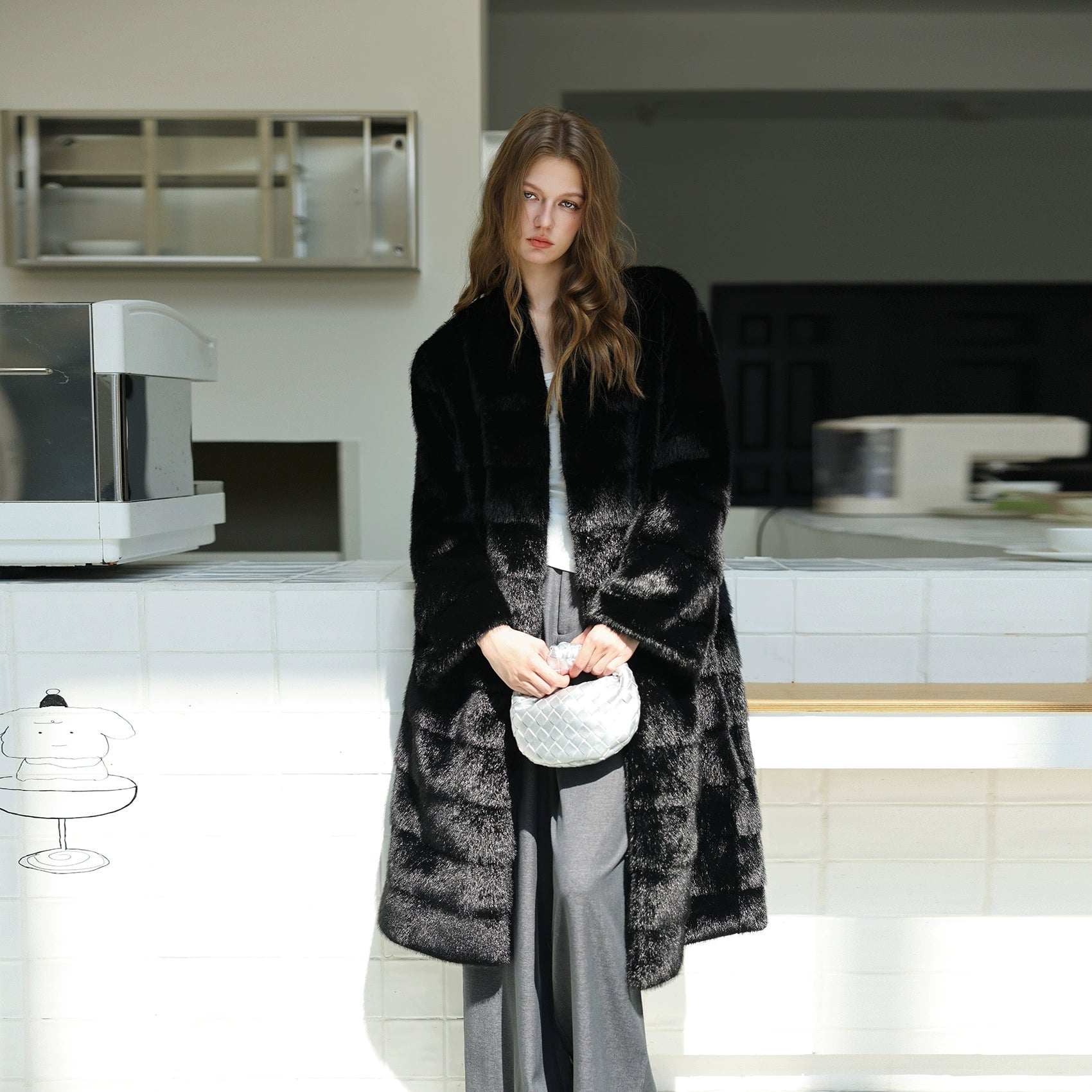 Black Silky Fur Coat