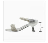 Crystal Strap Mid-Heel Sandals