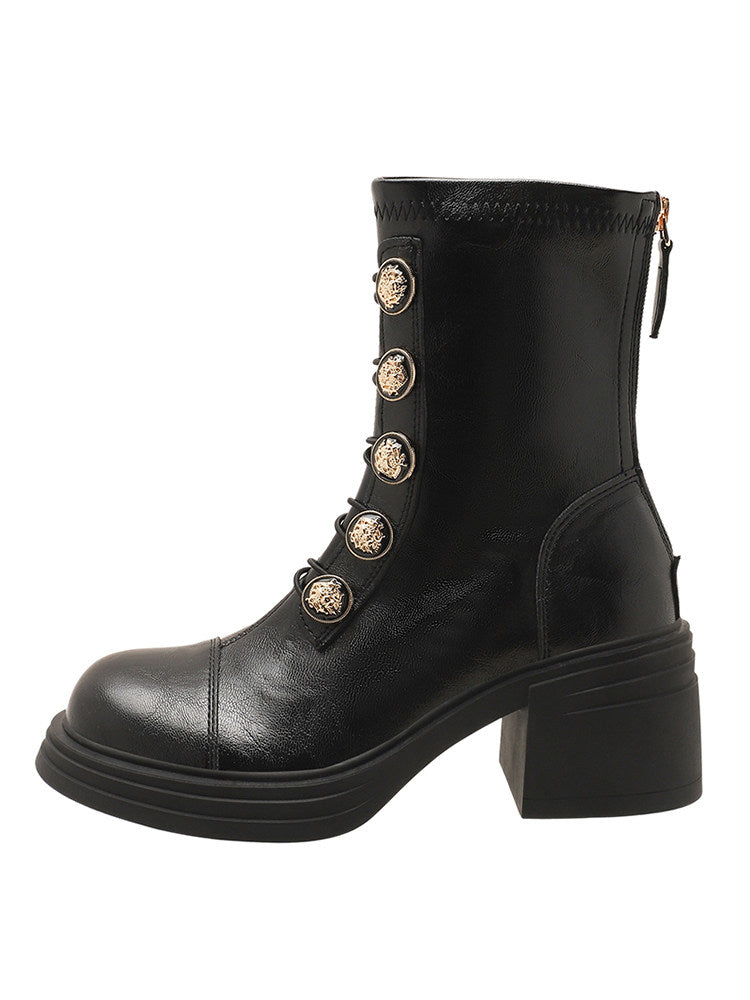 Button-Detail Ankle Boots