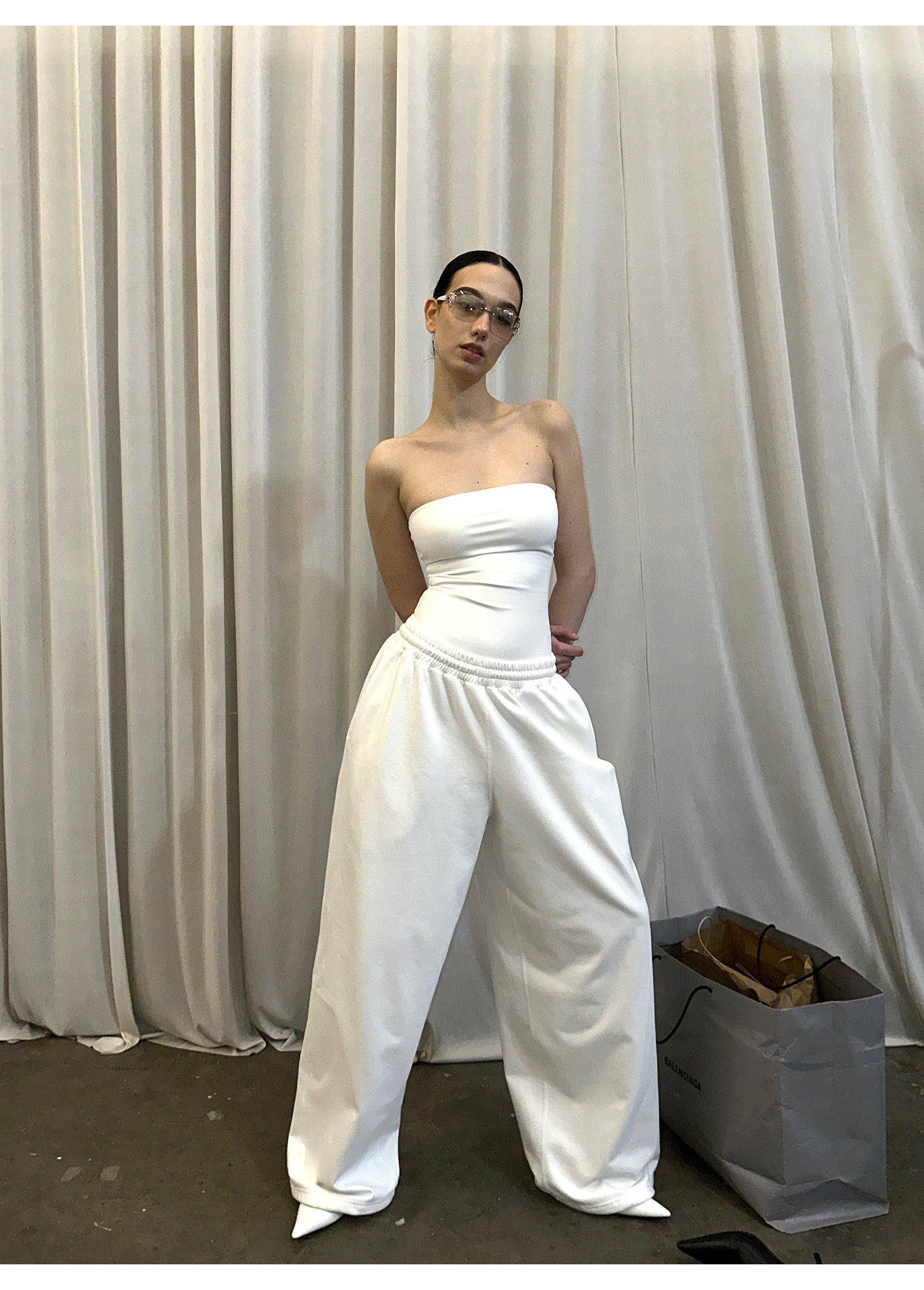 White Bandeau / Sweatpants