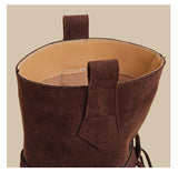 Fringe Suede Mid-Calf Boots