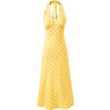 Lemon Check Halter Dress