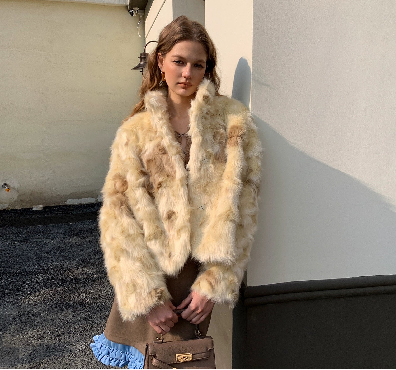 Curly Lapel Fur Jacket