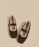 Faux-Fur Mary Jane Flats