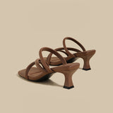 Wrap Strap Heel Sandals (Brown)