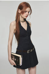 Pleated Halter Dress