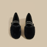 Fur Strap Mary Jane Flats