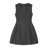 Structured Flare Mini Dress - Black