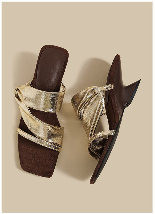 Twist Sculpted Heel Sandals (Gold)