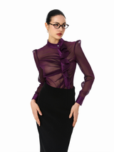 Ruched Sheer Blouse