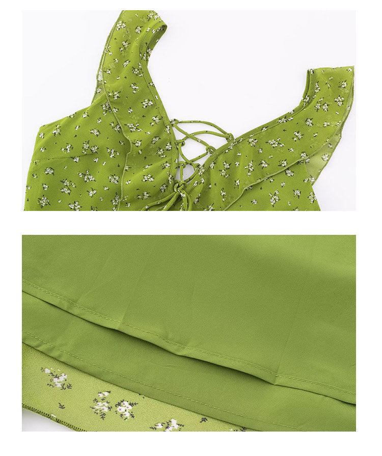 Lime Lace-Up Midi Dress