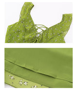 Lime Lace-Up Midi Dress