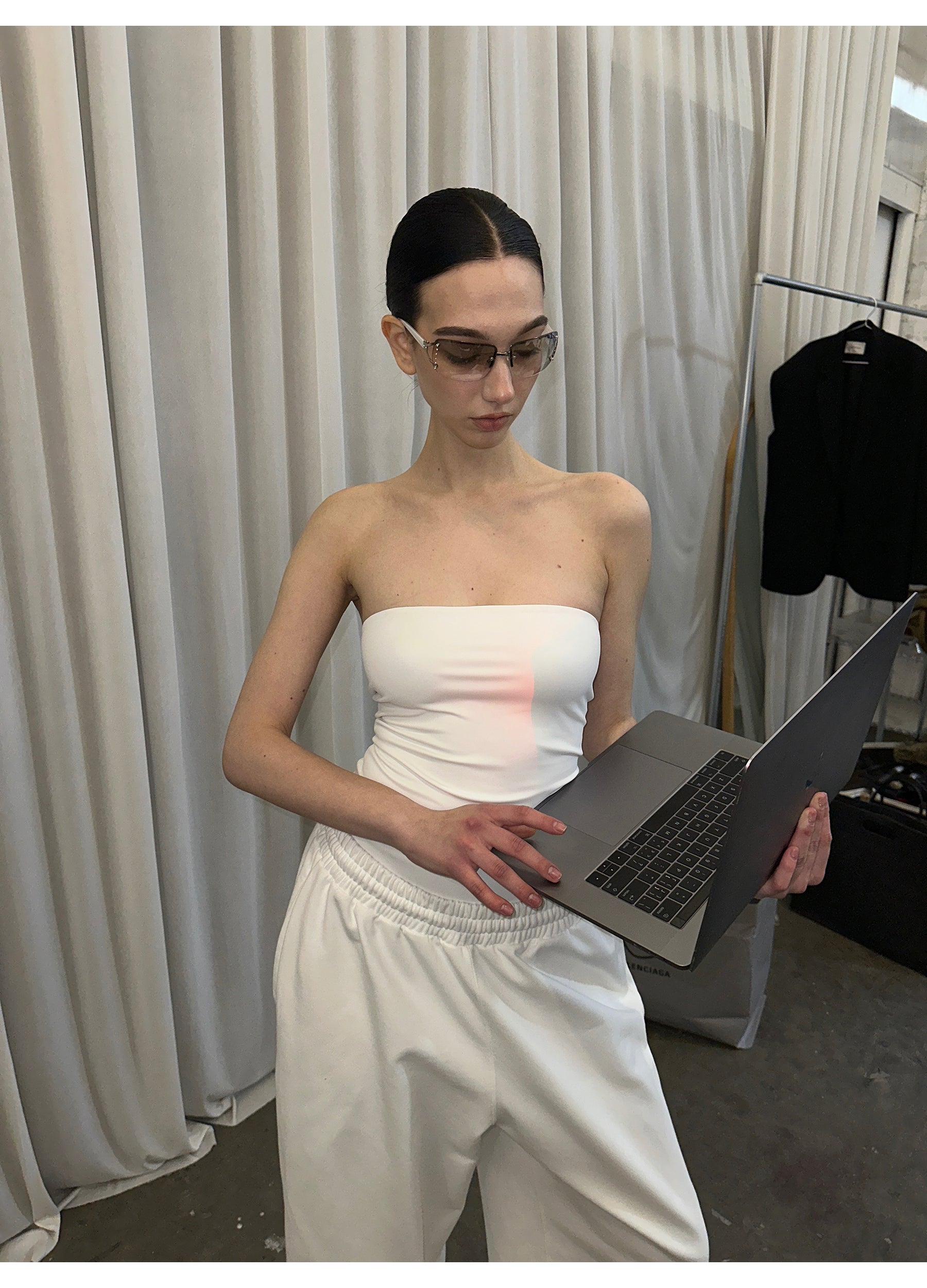 White Bandeau / Sweatpants