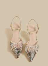 Floral Tweed Pointed Slingback Heels