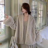 Plush Sleeves Fur Coat - Short