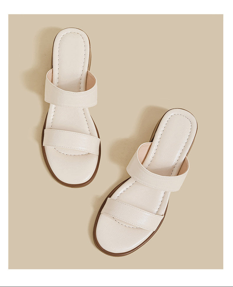Double Strap Low Heel (Cream)