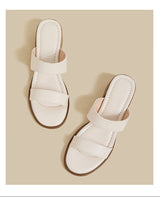 Double Strap Low Heel (Cream)