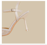 Lace Ankle-Strap Stiletto Heels