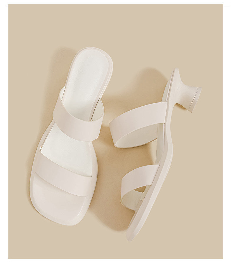 Double Strap Curve Sandals (Cream)