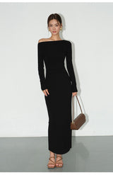 Ruched Waist Maxi Dress - Black