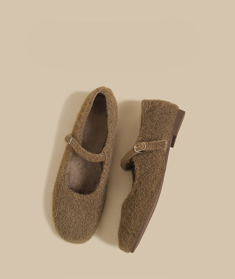 Wool-Blend Mary Jane Flats