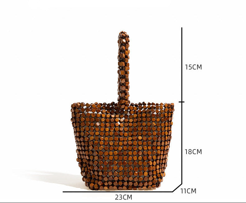 Woven Wooden Bead Bag