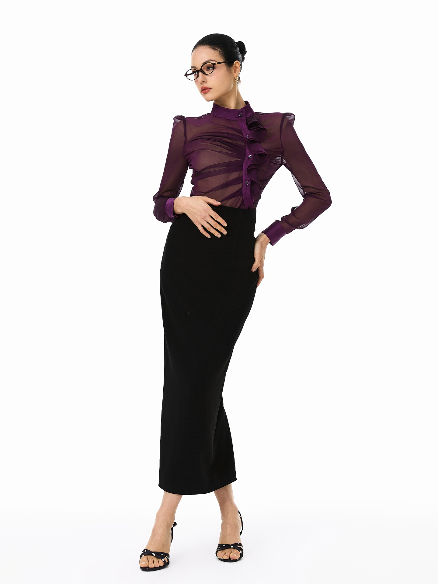 Ruched Sheer Blouse